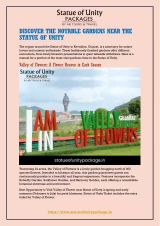 DISCOVER THE NOTABLE GARDENS NEAR THE STATUE OF UNITY