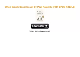 When Breath Becomes Air by Paul Kalanithi PDF EBOOK DOWNLOAD