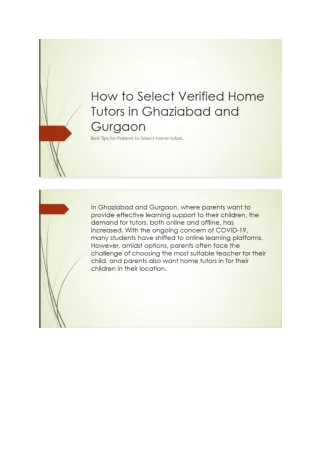 How to select Verified Home tutors in Ghaziabad and Gurgaon