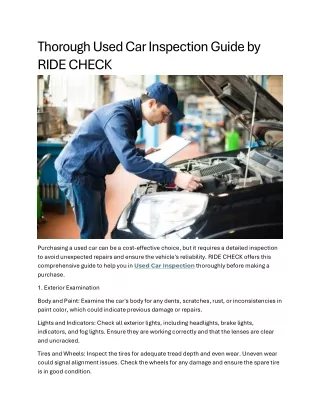 Thorough Used Car Inspection Guide by RIDE CHECK