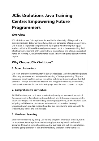 jclicksolutions java training centre empowering