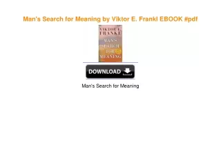 Man's Search for Meaning by Viktor E. Frankl EBOOK #pdf