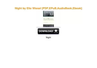 Night by Elie Wiesel [PDF,EPuB,AudioBook,Ebook]