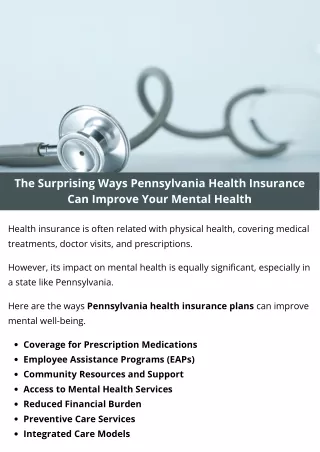 The Surprising Ways Pennsylvania Health Insurance Can Improve Your Mental Health