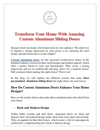 transform your home with amazing custom aluminum