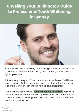 Unveiling Your Brilliance A Guide to Professional Teeth Whitening in Sydney