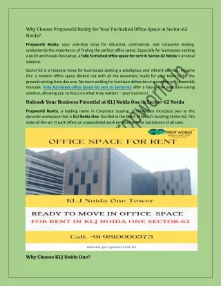 Unleash Your Business Potential: Fully Furnished Office Space Awaits in Sector-62 Noida!
