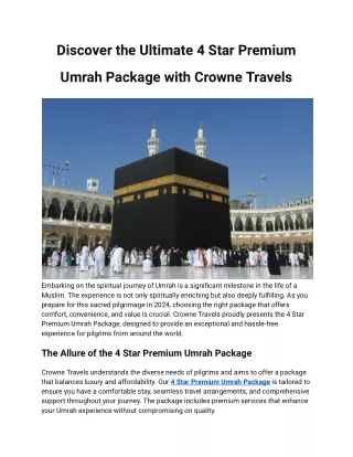 Discover the Ultimate 4 Star Premium Umrah Package