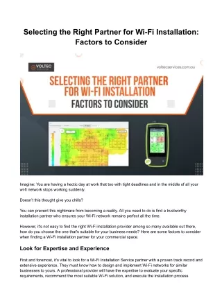 Selecting the Right Partner for Wi-Fi Installation: Factors to Consider