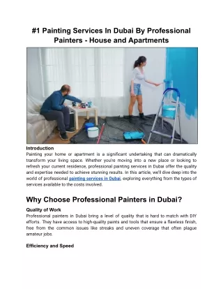 #1 Painting Services In Dubai By Professional Painters - House and Apartments