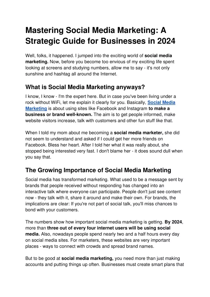 mastering social media marketing a strategic