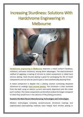 Increasing Sturdiness Solutions With Hardchrome Engineering in Melbourne