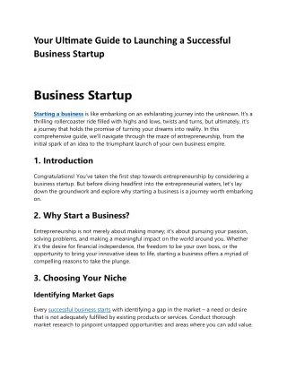Your Ultimate Guide to Launching a Successful Business Startup