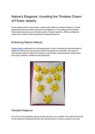 Nature's Elegance_ Unveiling the Timeless Charm of Flower Jewelry