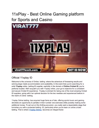 11xPlay - Best Online Gaming platform for Sports and Casino