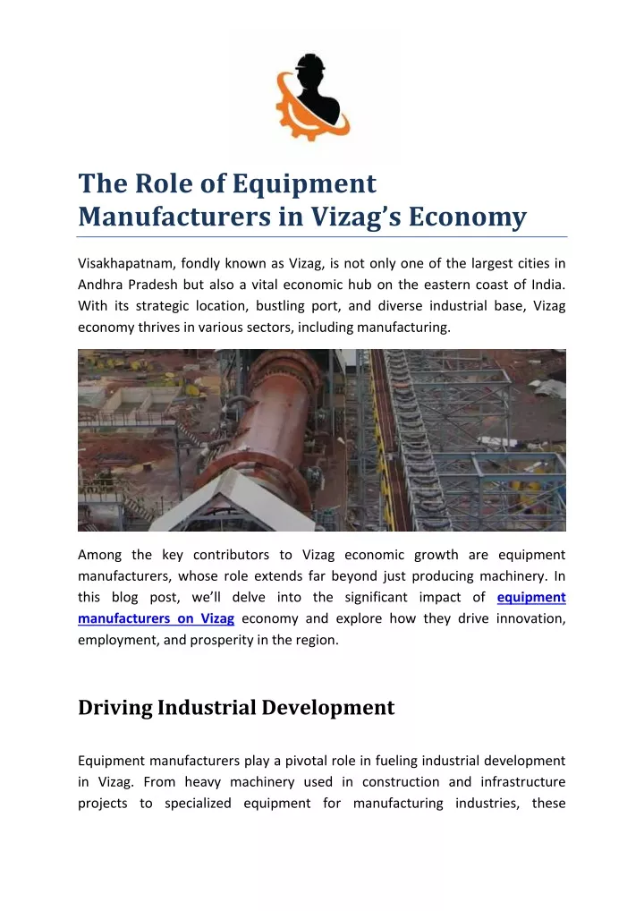 the role of equipment manufacturers in vizag