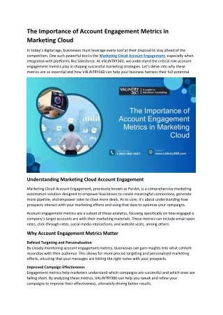 The Importance of Account Engagement Metrics in Marketing Cloud