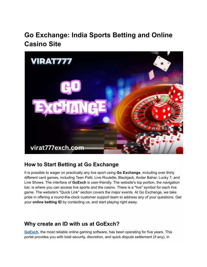 go exchange india sports betting and online