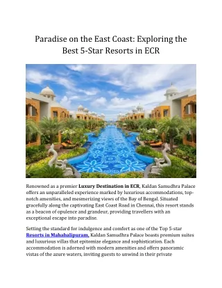 Paradise on the East Coast Exploring the Best 5-Star Resorts in ECR