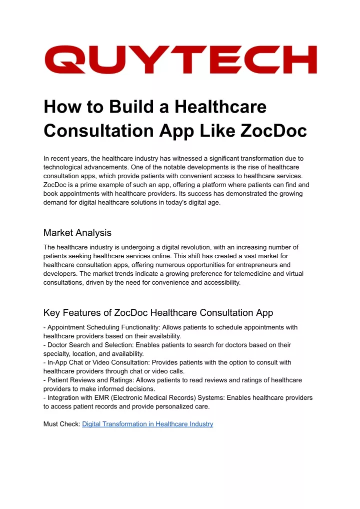 how to build a healthcare consultation app like