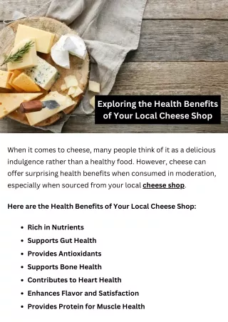 exploring the health benefits of your local