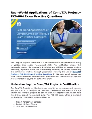 Real-World Applications of CompTIA Project  PK0-004 Exam Practice Questions
