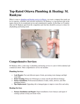 Ottawa Plumbing and Heating Company: Your Trusted Home Comfort Experts