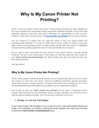 Why is My Canon Printer Not Printing Anything