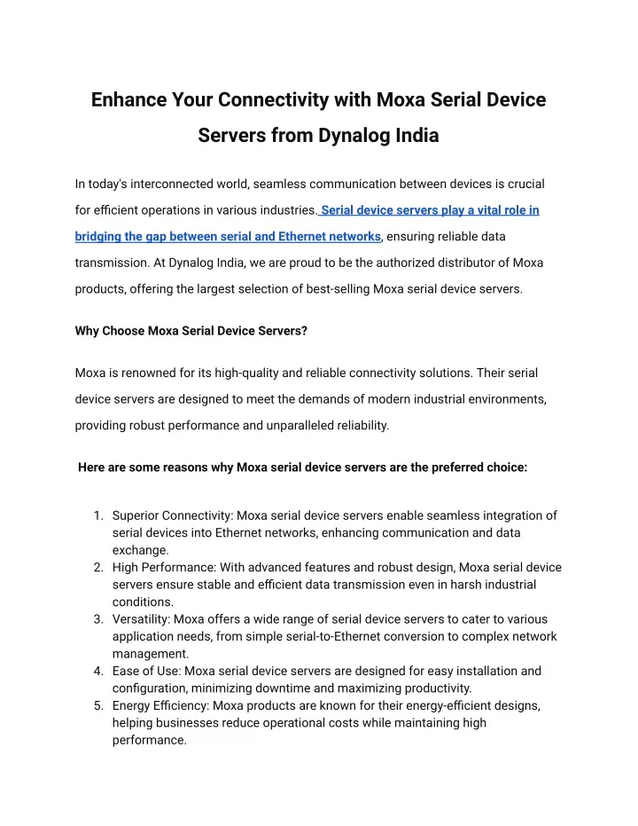 enhance your connectivity with moxa serial device