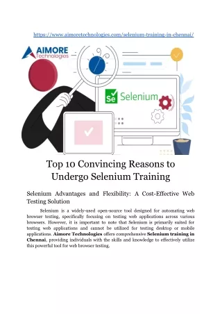 Aimore Technologies, selenium training in Chennai