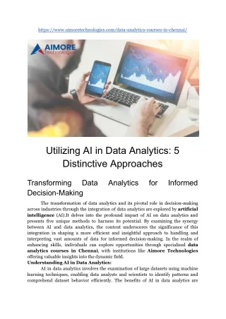 Aimore Technologies, data analytics courses in Chennai