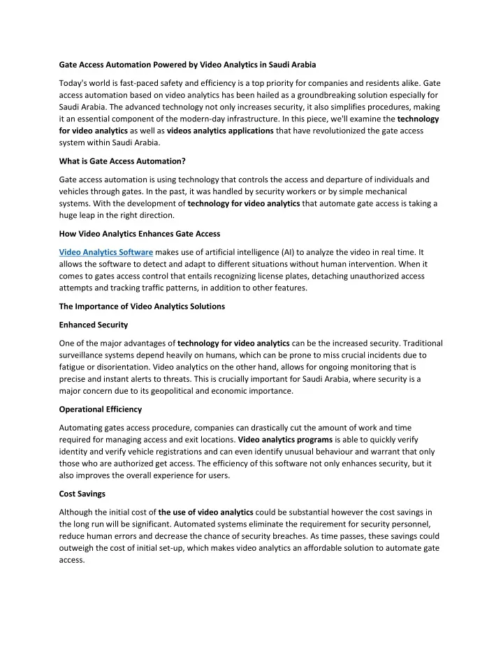 gate access automation powered by video analytics