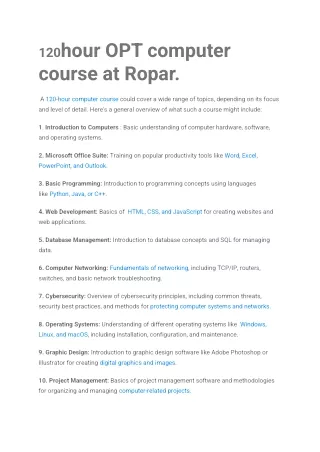 120hour OPT computer course at Ropar