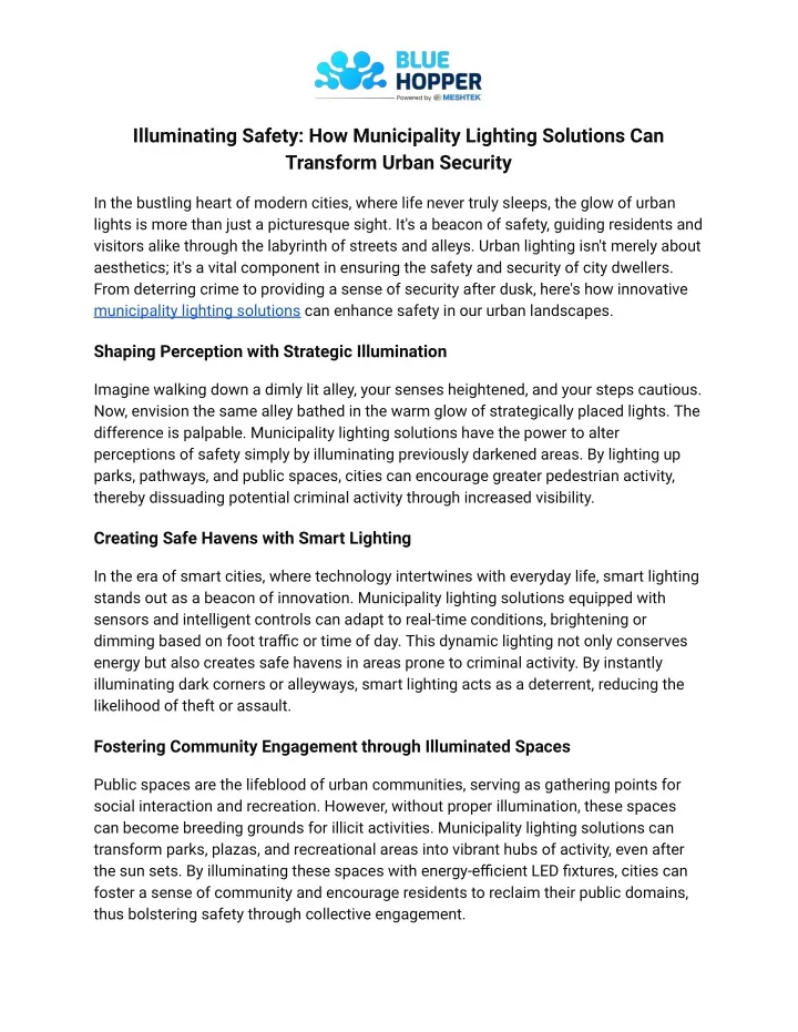 illuminating safety how municipality lighting