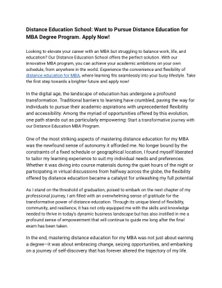 Empower Your Career: Distance Education for MBA