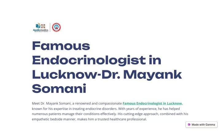 famous endocrinologist in lucknow dr mayank somani