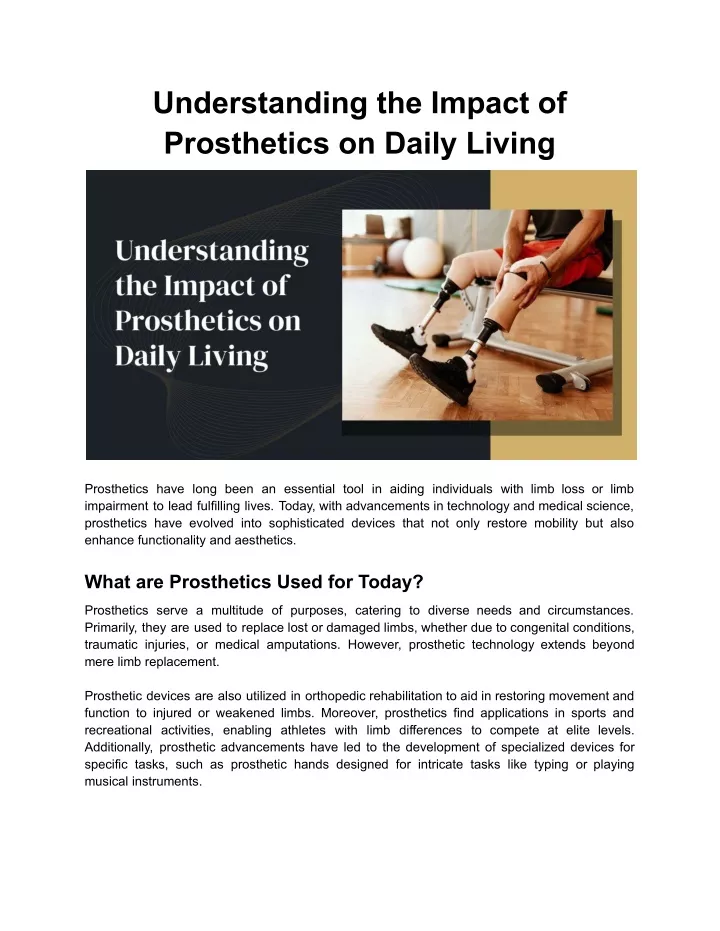 understanding the impact of prosthetics on daily