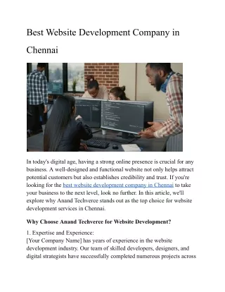 Best Website Development Company in Chennai
