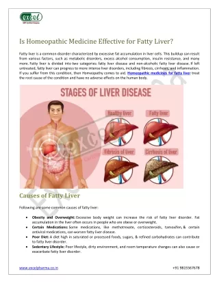 Is Homeopathic Medicine Effective for Fatty Liver?