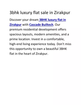 3bhk luxury flat sale in Zirakpur