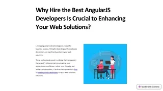 Why Hire the Best AngularJS Developers Is Crucial to Enhancing Your Web Solutions?