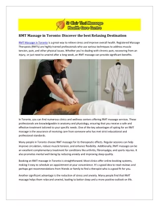 RMT Massage in Toronto: Improve Your Health and Relaxation