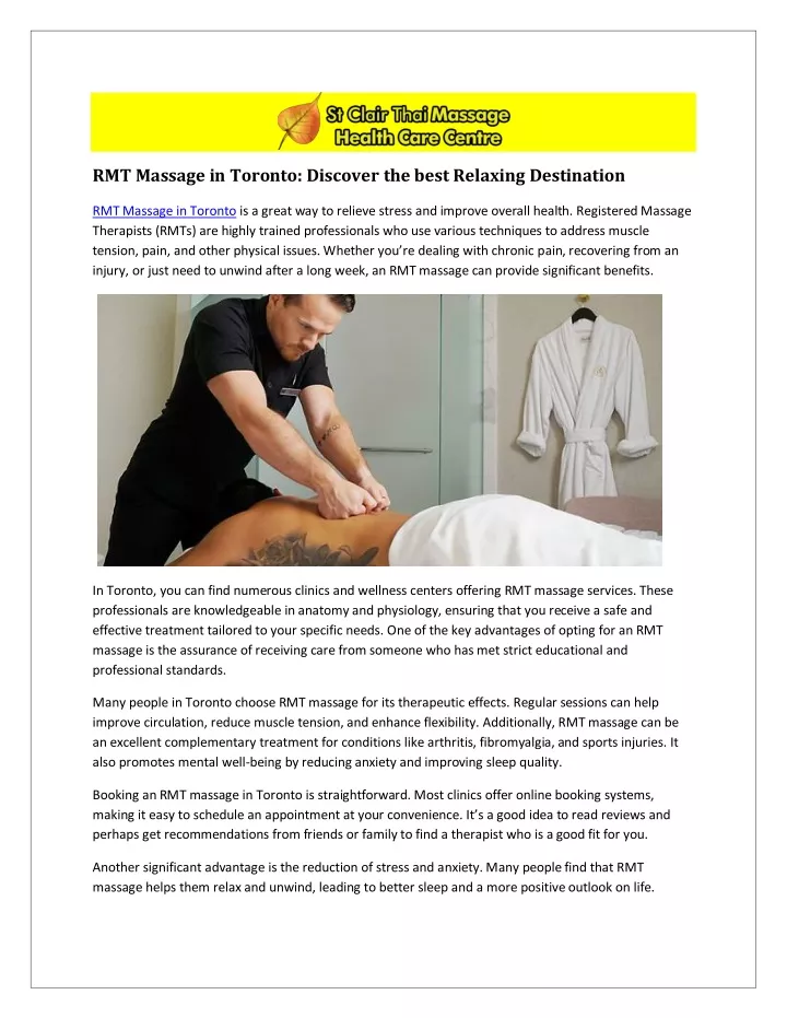 rmt massage in toronto discover the best relaxing