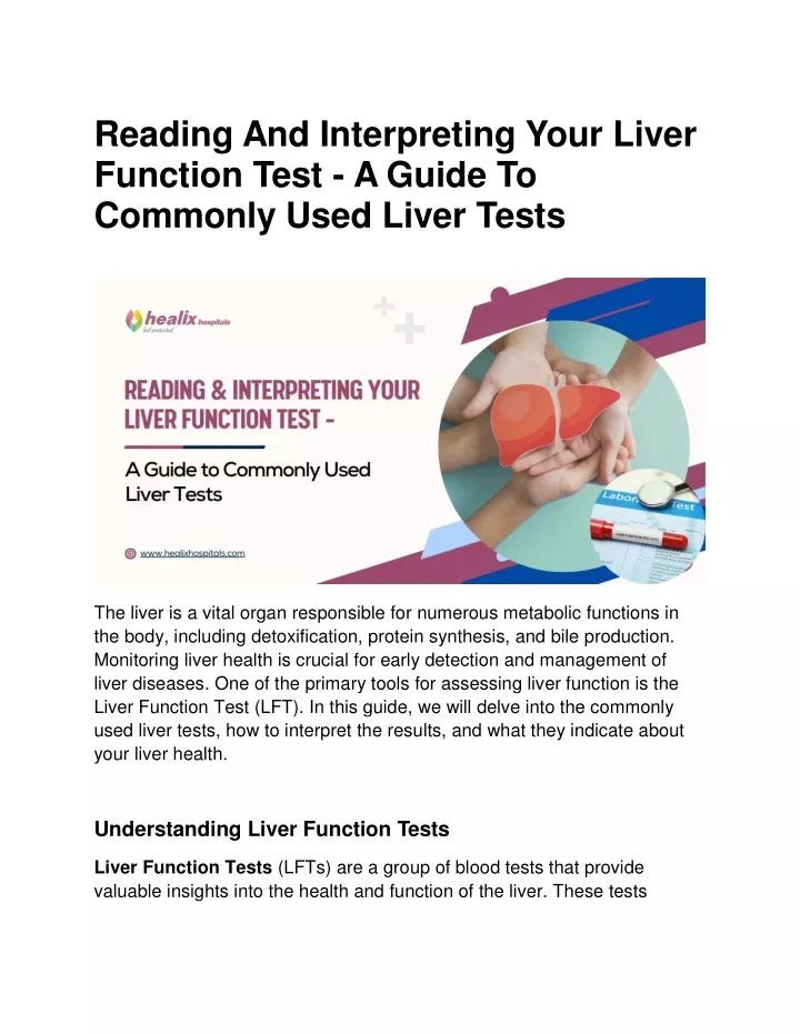 reading and interpreting your liver function test