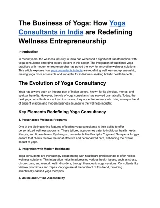 The Business of Yoga_ How Yoga Consultants in India are Redefining Wellness Entrepreneurship