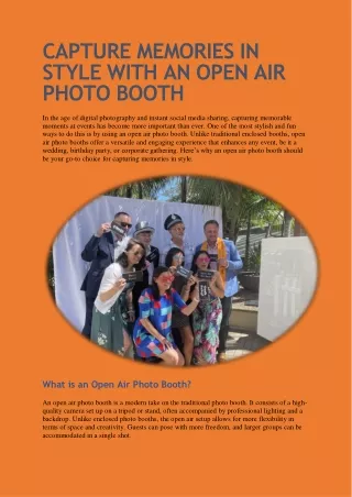Open Air Photo Booth: The Perfect Addition to Any Event