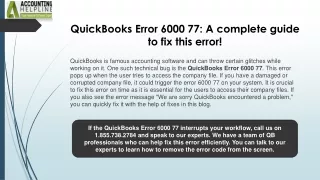 Effective ways to tackle QuickBooks Company File Error 6000 77