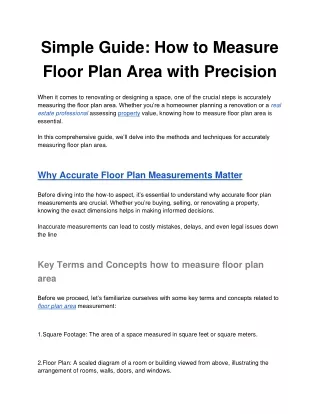 Simple Guide: How to Measure Floor Plan Area with Precision