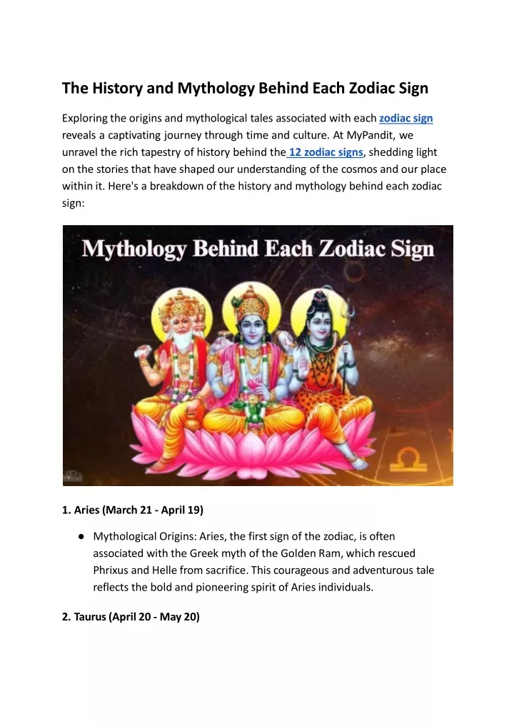 the history and mythology behind each zodiac sign