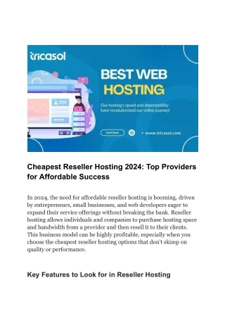 Cheapest Reseller Hosting 2024_ Top Providers for Affordable Success